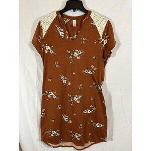 No Boundaries Rust Floral Dress XL (15-17)